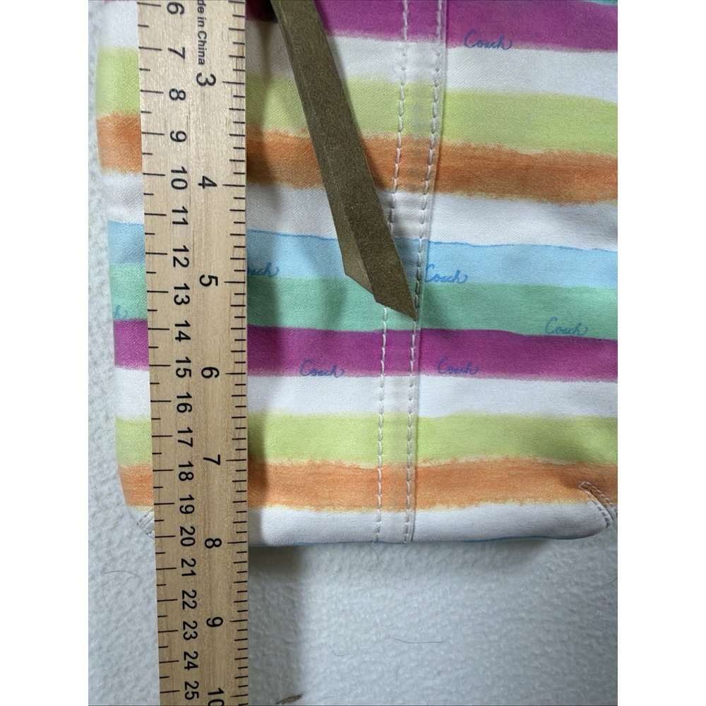 Coach Hampton Watercolor Striped Crossbody Bag Multicolor Canvas Suede F10718 - Picture 8 of 12